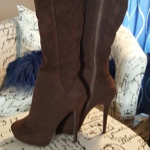 Chocolate brown boots, clean out closet